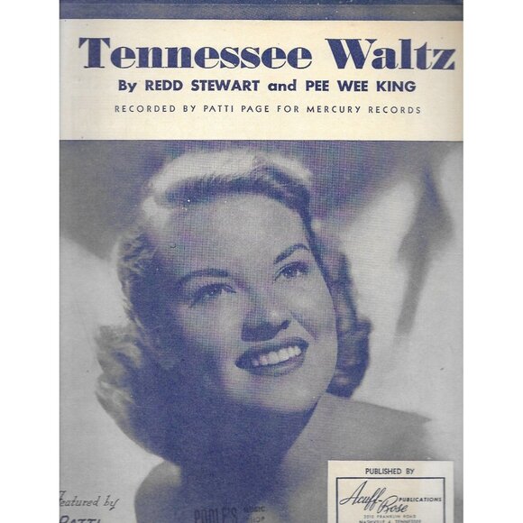 Acuff-Rose Publications Other - Tennessee Waltz Sheet Music 1948 Patti Page Acuff-Rose Country Classic
